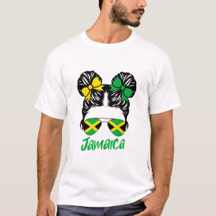Jamaican Girl Messy Bun Jamaica Summer Vacation Gi T-Shirt