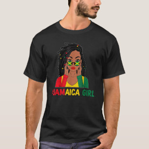 Jamaican Girl Messy Hair Jamaica Cool Flag Patriot T-Shirt
