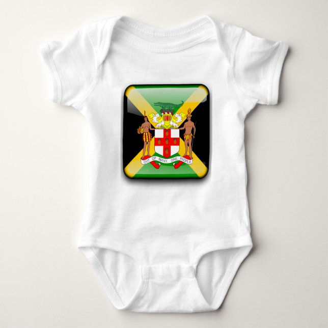 Jamaican glossy flag baby bodysuit (Front)