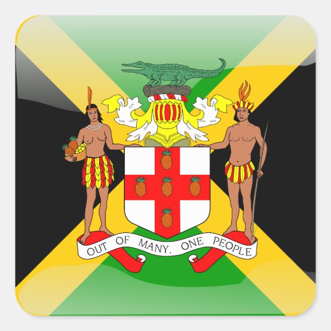 Jamaican glossy flag square sticker (Front)