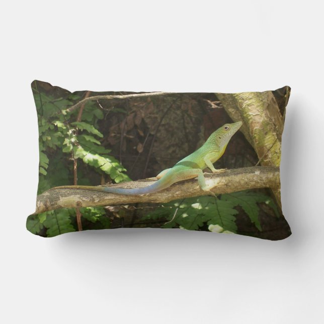 Jamaican Green Lizard Lumbar Cushion (Front)