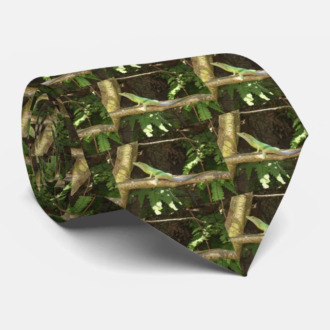 Jamaican Green Lizard Tie (Rolled)