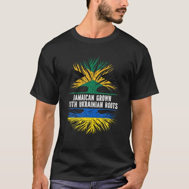 Jamaican Grown With Ukrainian Roots Jamaica Ukrain T-Shirt (Front)