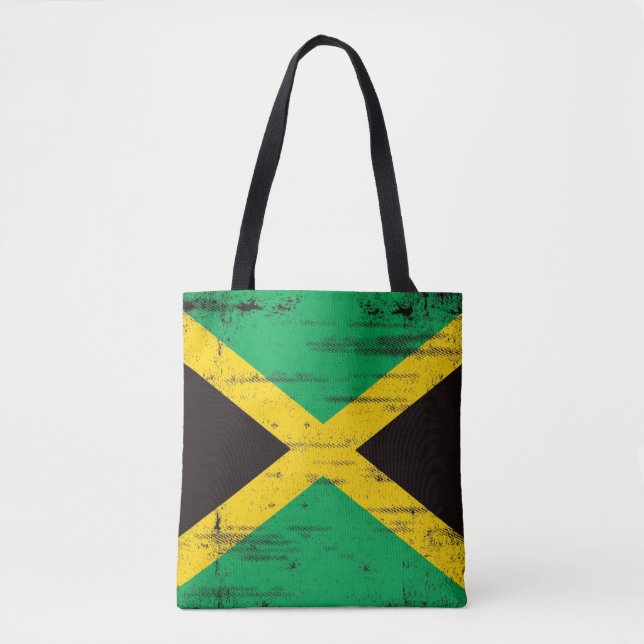 Jamaican Grunge Flag Tote Bag (Front)