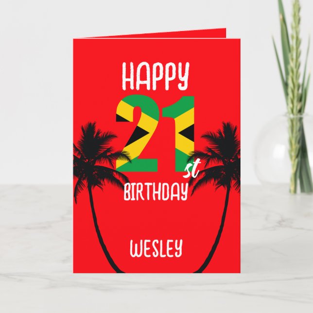Jamaican Happy 21st Birthday Card (Front)