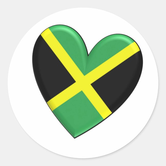 Jamaican Heart Flag Classic Round Sticker (Front)