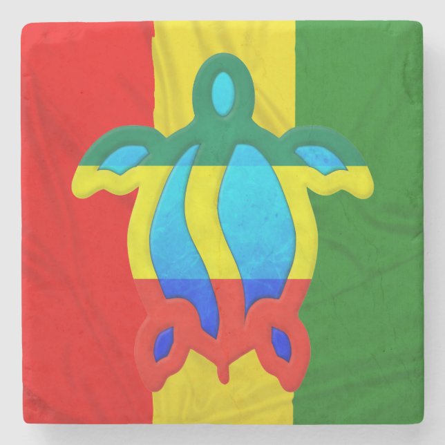 Jamaican Honu Stone Coaster (Front)