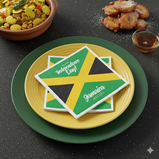 Jamaican Independence Day Jamaica National Flag Napkin (Jamaican Independence Day Jamaica Flag Paper Dinner Napkins Cover Photo)