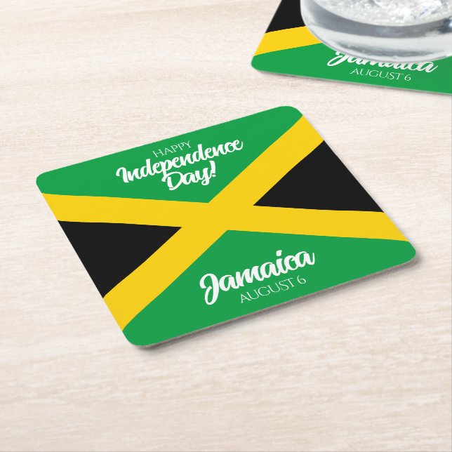 Jamaican Independence Day Jamaica National Flag Square Paper Coaster (Angled)