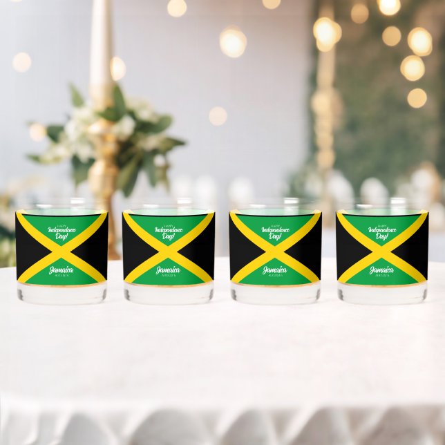 Jamaican Independence Day Jamaica National Flag Whiskey Glass (Insitu (Wedding))