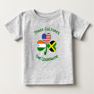 Jamaican Irish American Flags Shamrock Your Name Baby T-Shirt