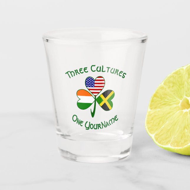Jamaican Irish American Flags Shamrock Your Name S Shot Glass (Front)