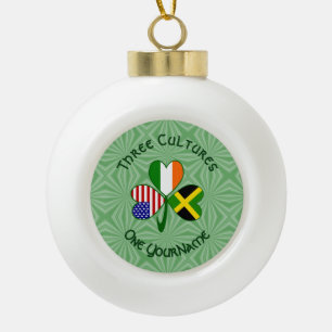 Jamaican Irish American Shamrock Flag Personalised Ceramic Ball Christmas Ornament
