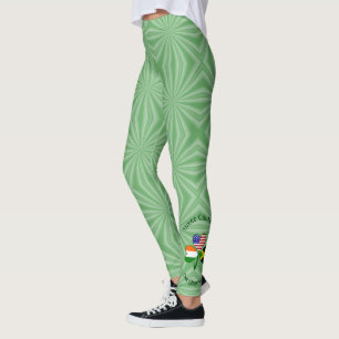 Jamaican Irish American Shamrock Flag Personalised Leggings