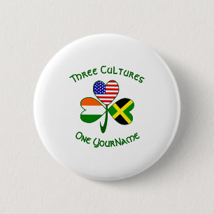 Jamaican Irish American Shamrock Flag Personalized 6 Cm Round Badge