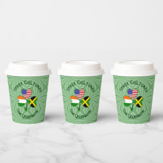 Jamaican Irish American Shamrock Personalized Text Paper Cups
