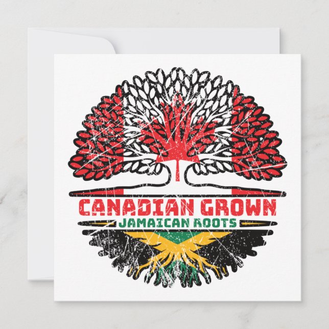 Jamaican Jamaica Canadian Canada Tree Roots Flag Card (Front)