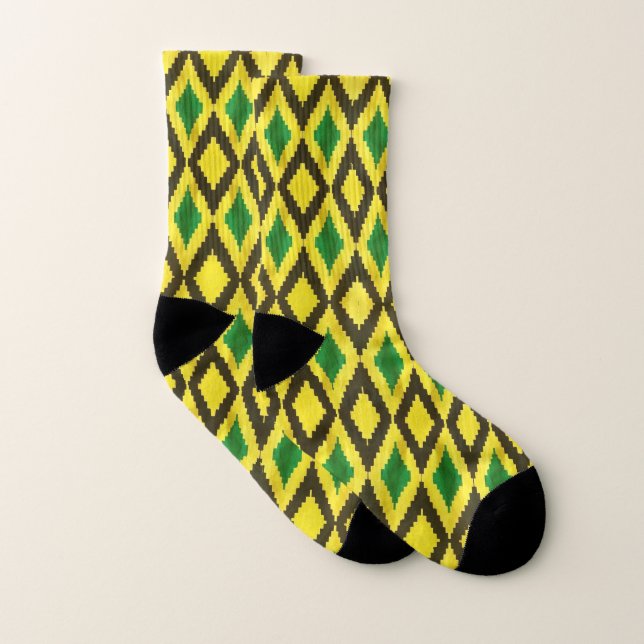 Jamaican Kente Styled All Over Print Men's Socks (Pair)