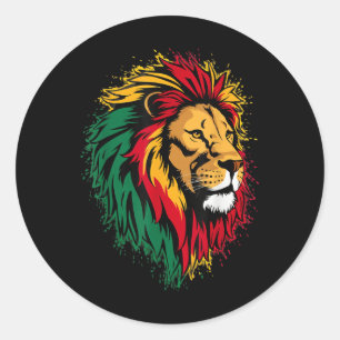 Jamaican Lion Jamaican Rasta Flag Lion Of Judah Re Classic Round Sticker