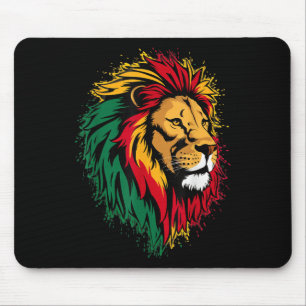 Jamaican Lion Jamaican Rasta Flag Lion Of Judah Re Mouse Pad