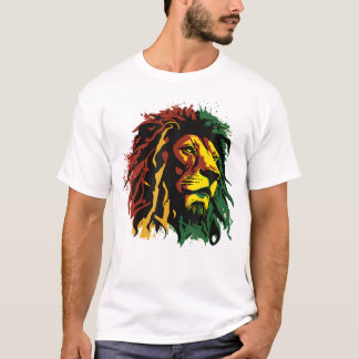 Jamaican Lion Jamaican Rasta Flag Lion Of Judah Re T-Shirt