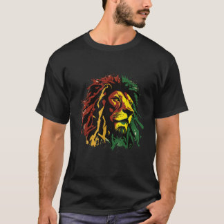 Jamaican Lion Jamaican Rasta Flag Lion Of Judah Re T-Shirt