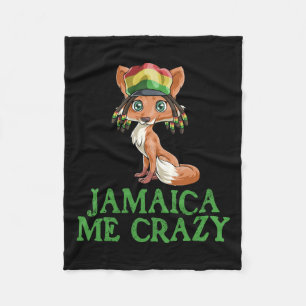Jamaican Me Crazy Flag Fox T Shirt Hair Funny Regg Fleece Blanket