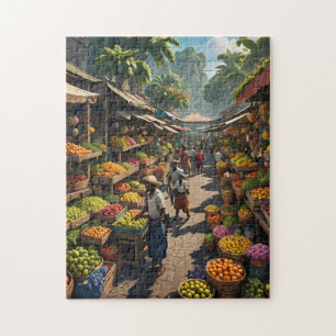 jamaican outdoor fruit market colourful interestin jigsaw puzzle