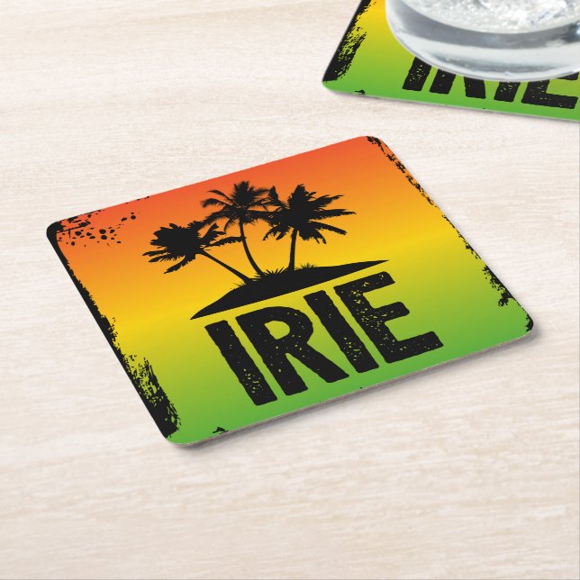 Jamaican Patwah Rastafari Everything IRIE Saying Square Paper Coaster (Angled)
