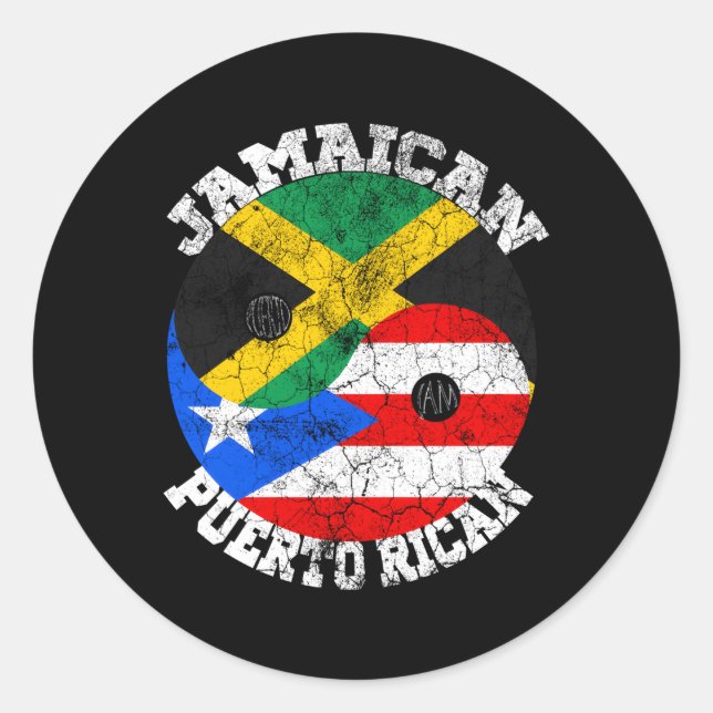 Jamaican Puerto Rican Flag Jamaican Puerto Jamaica Classic Round Sticker (Front)