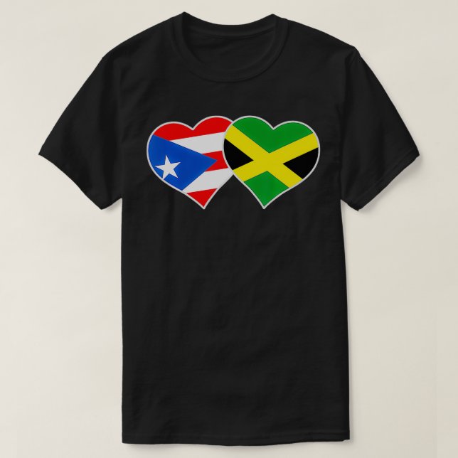 Jamaican Puerto Rican Heart Love Jamaica Puerto Ri T-Shirt (Design Front)