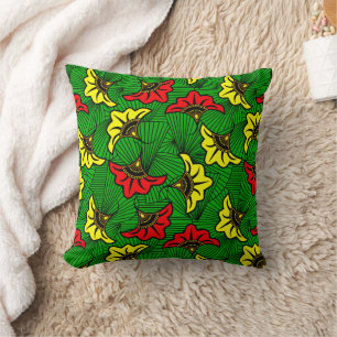 Jamaican Rasta Coloured Geometric Red Gold Green Cushion