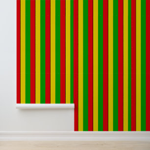 Jamaican Rasta Coloured Stripes Patterned Wallpaper