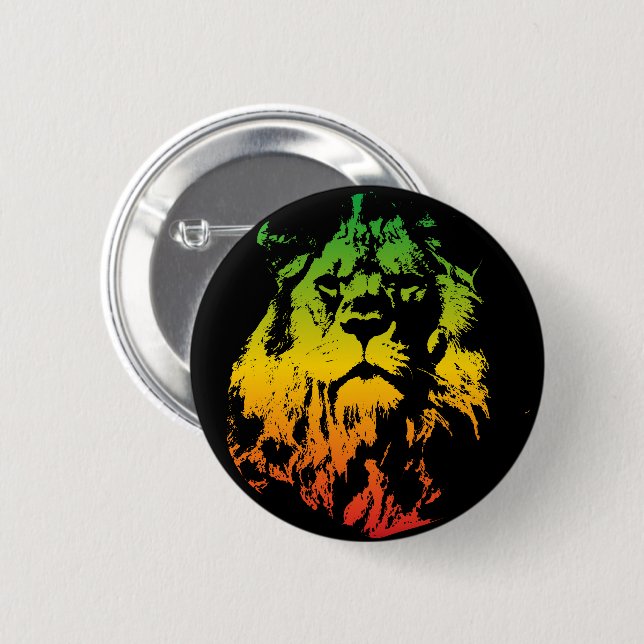 Jamaican Rasta Flag Coloured Lion 6 Cm Round Badge (Front & Back)