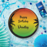Jamaican Rasta Reggae Caribbean Birthday Paper Plate<br><div class="desc">Get your Jamaican party started with these rasta coloured party plates. The design features a fading rasta coloured background,  with a black palm tree grunge edging. All text is customisable</div>