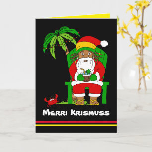 Jamaican Rasta Santa Merry Christmas Card
