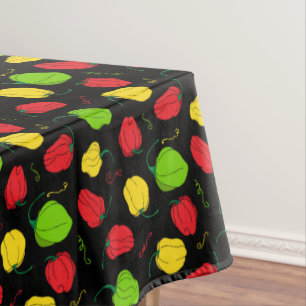 Jamaican Restaurant Scotch Bonnet Chillies Black Tablecloth