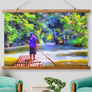 Jamaican River Raft Ride J001  Hanging Tapestry
