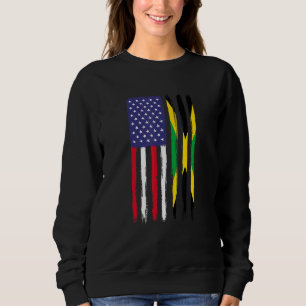 Jamaican Roots Half American Flag Patriotic Jamaic Sweatshirt