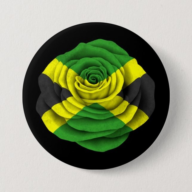 Jamaican Rose Flag on Black 7.5 Cm Round Badge (Front)