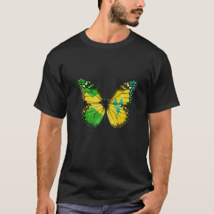 Jamaican Saint Vincentian Flag Butterfly T-Shirt