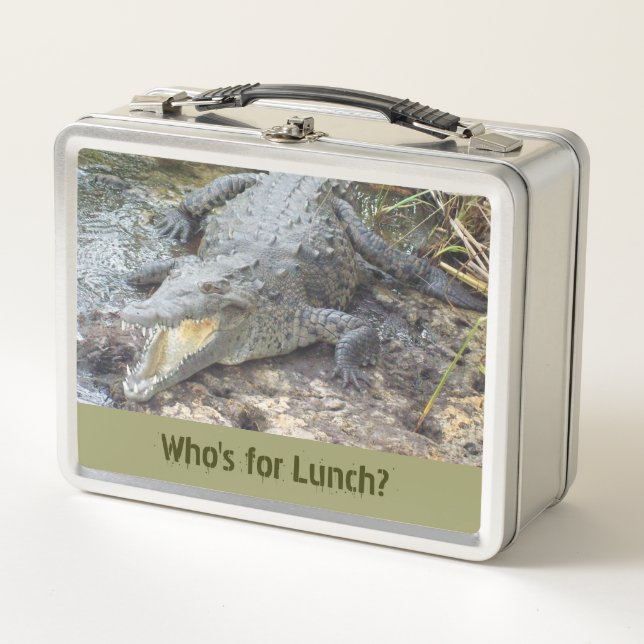Jamaican Salt Water Crocodile Metal Lunch Box (Front)
