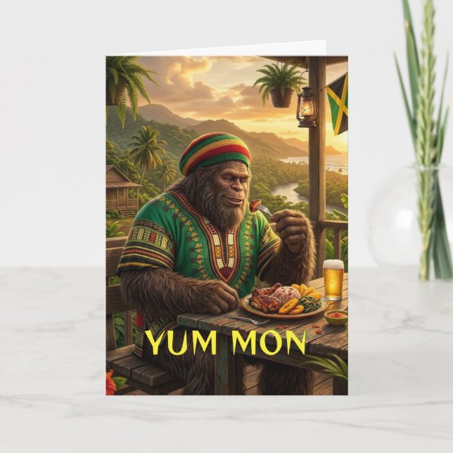 jamaican sasquatch Yum mon Folded Greeting Card (Front)