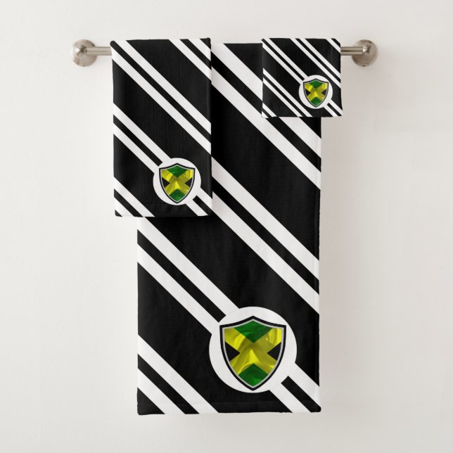 Jamaican shield flag bath towel set (Insitu)
