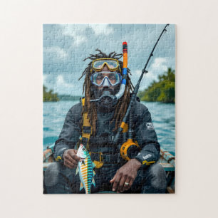 Jamaican spear fisherman jigsaw puzzle