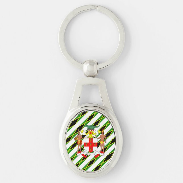 Jamaican stripes flag key ring (Front)