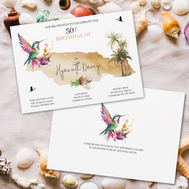 Jamaican Themed Birthday Invitation (Island theme birthday Invitation for your next sunny theme party)