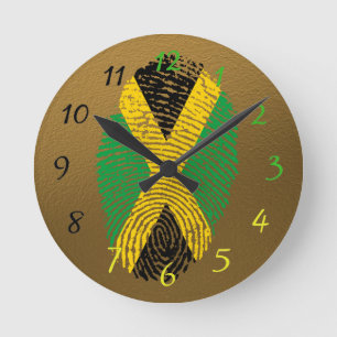 Jamaican touch fingerprint flag round clock