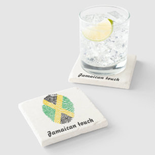 Jamaican touch fingerprint flag stone coaster