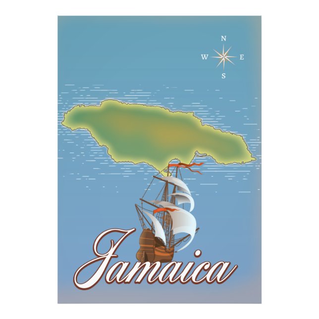 Jamaican Travel Island map Photo Print (Front)